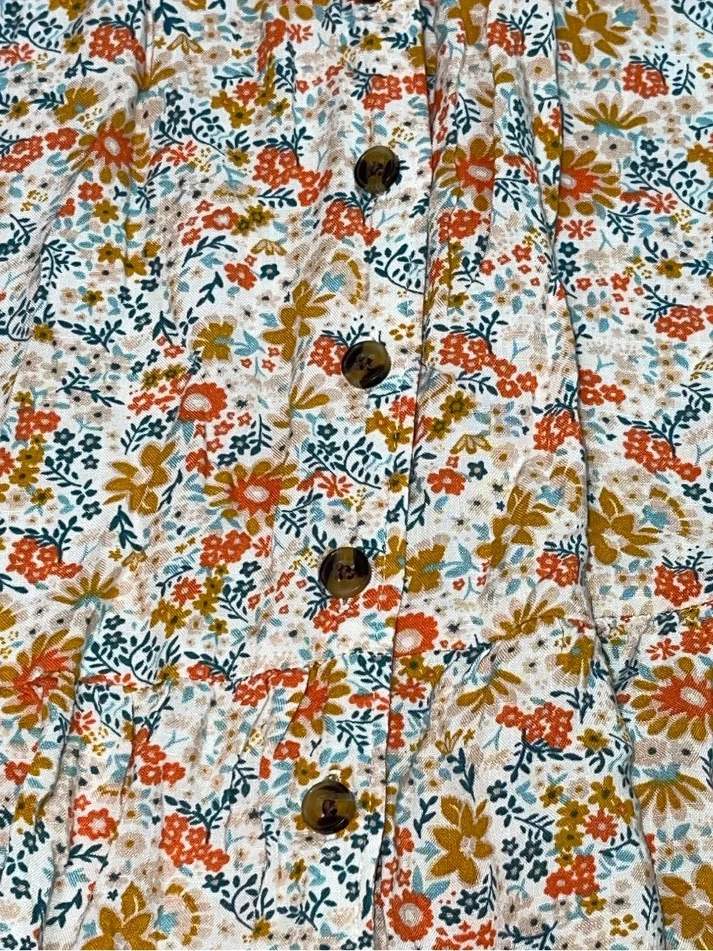 Sonoma Goods For Life Women’s Floral Midi Dress V-Neck Button Front Pockets L